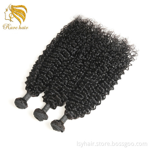 Wedding Party 100 Percent Human Hair Weave Bundles With Frontals, 10A Brazilian Bohemian Curls Hair Extensions
